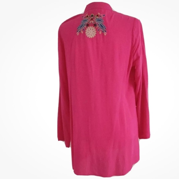 Anthropologie Luna Moon Blouse  Pink Long Sleeve Embellished Tunic Size Large - Picture 4 of 9
